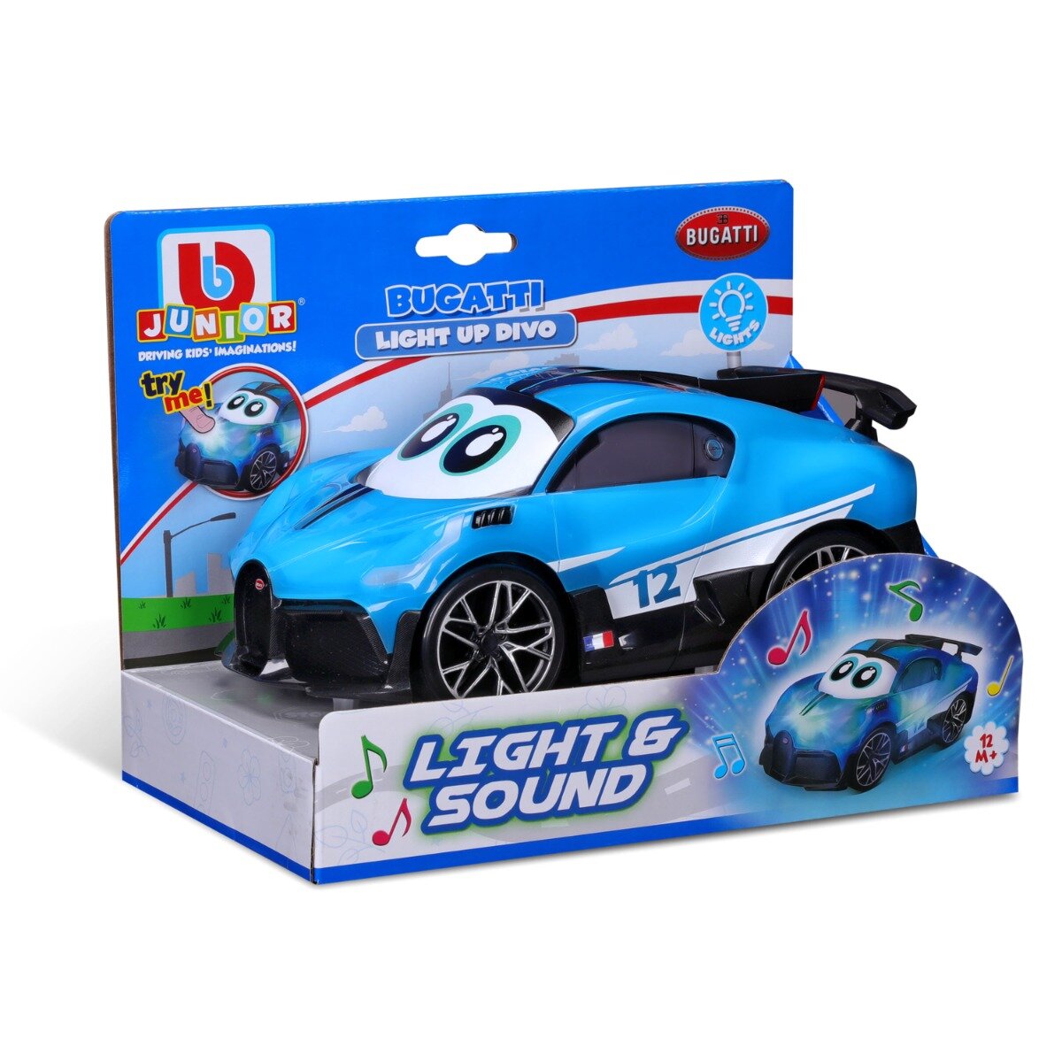 Bburago Junior Prima mea masina cu lumini si sunete Bugatti Light Up Divo
