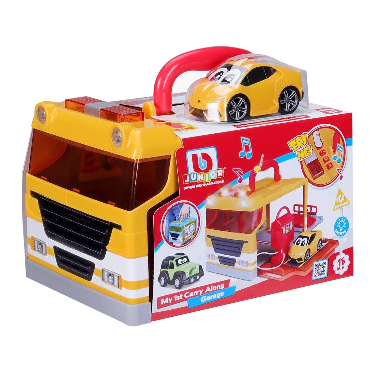 Bburago Junior Primul meu garaj portabil in forma de camion Galben