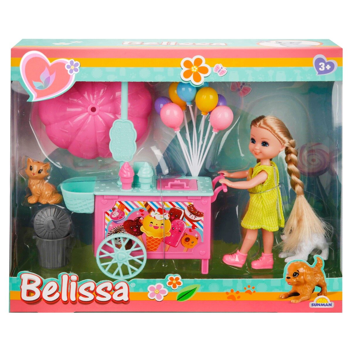 Belissa Set de joaca papusa Caruciorul de inghetata Roz