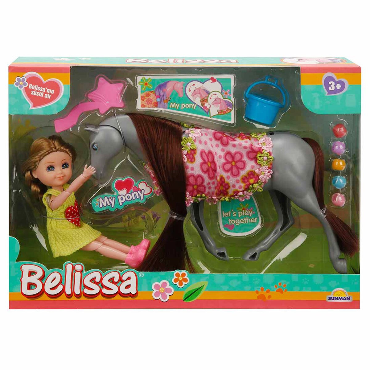 Belissa Set de joaca papusa cu ponei Gri