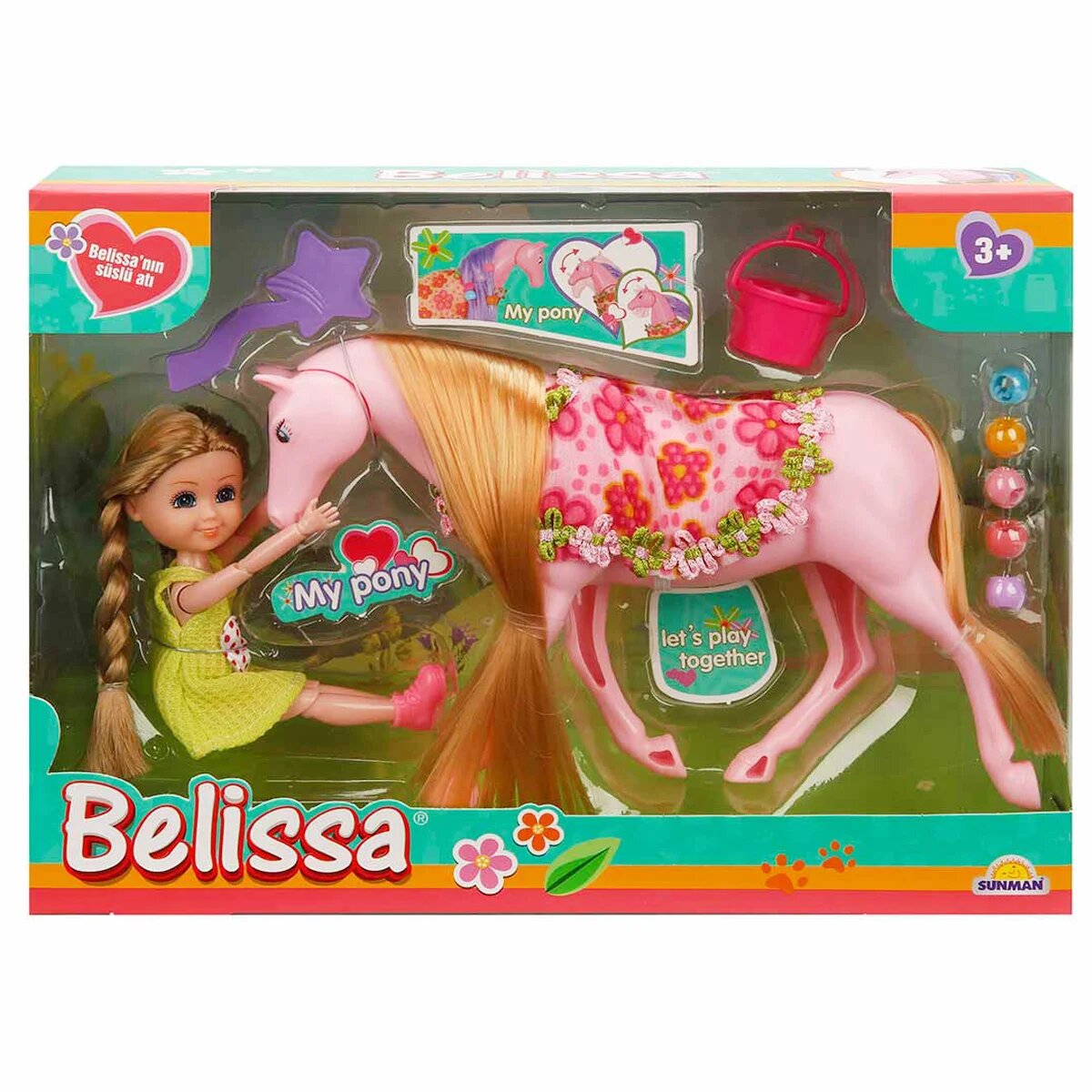 Belissa Set de joaca papusa cu ponei Roz