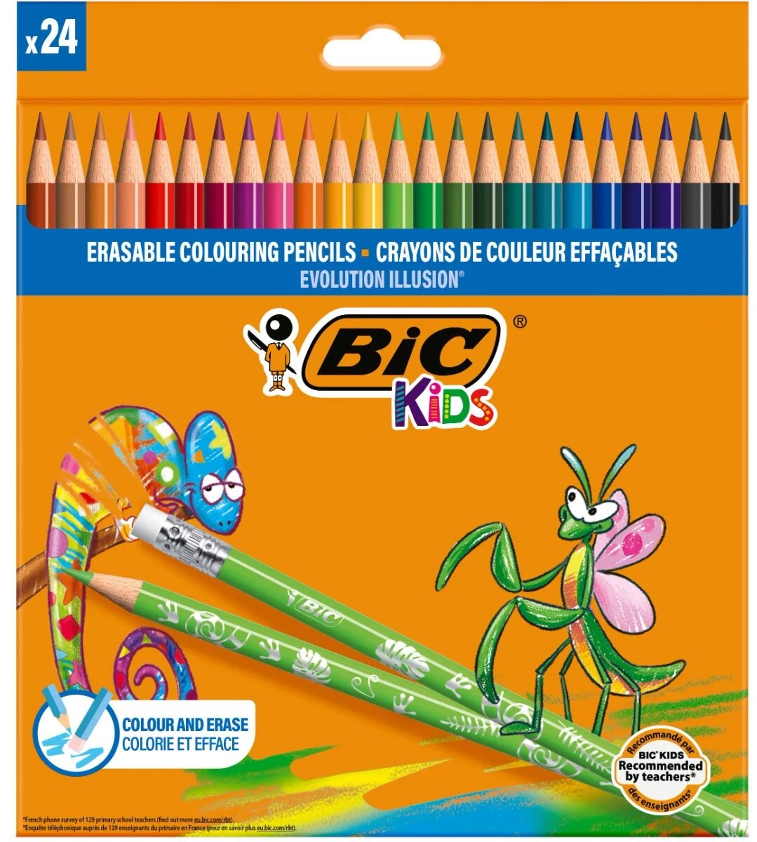 Bic Creioane colorate cu guma de sters Evolution Illusion 24 culori