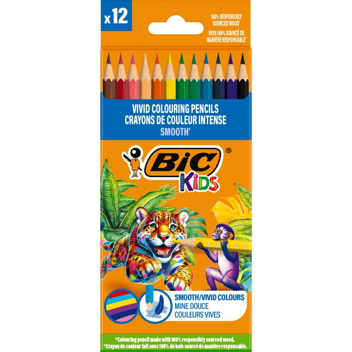 Bic Set 12 creioane colorate Evolution Smooth