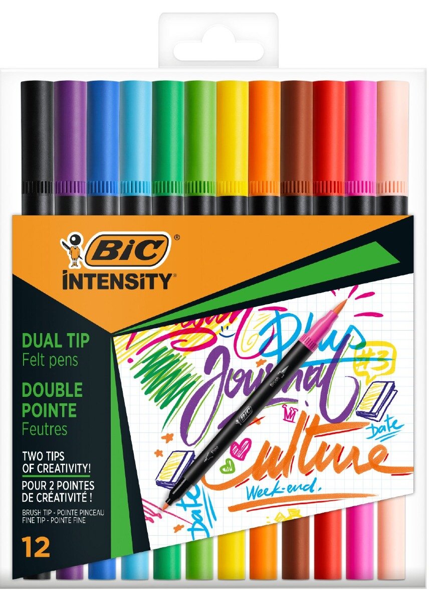 Bic Set 12 markere de colorat cu dublu varf Intensity