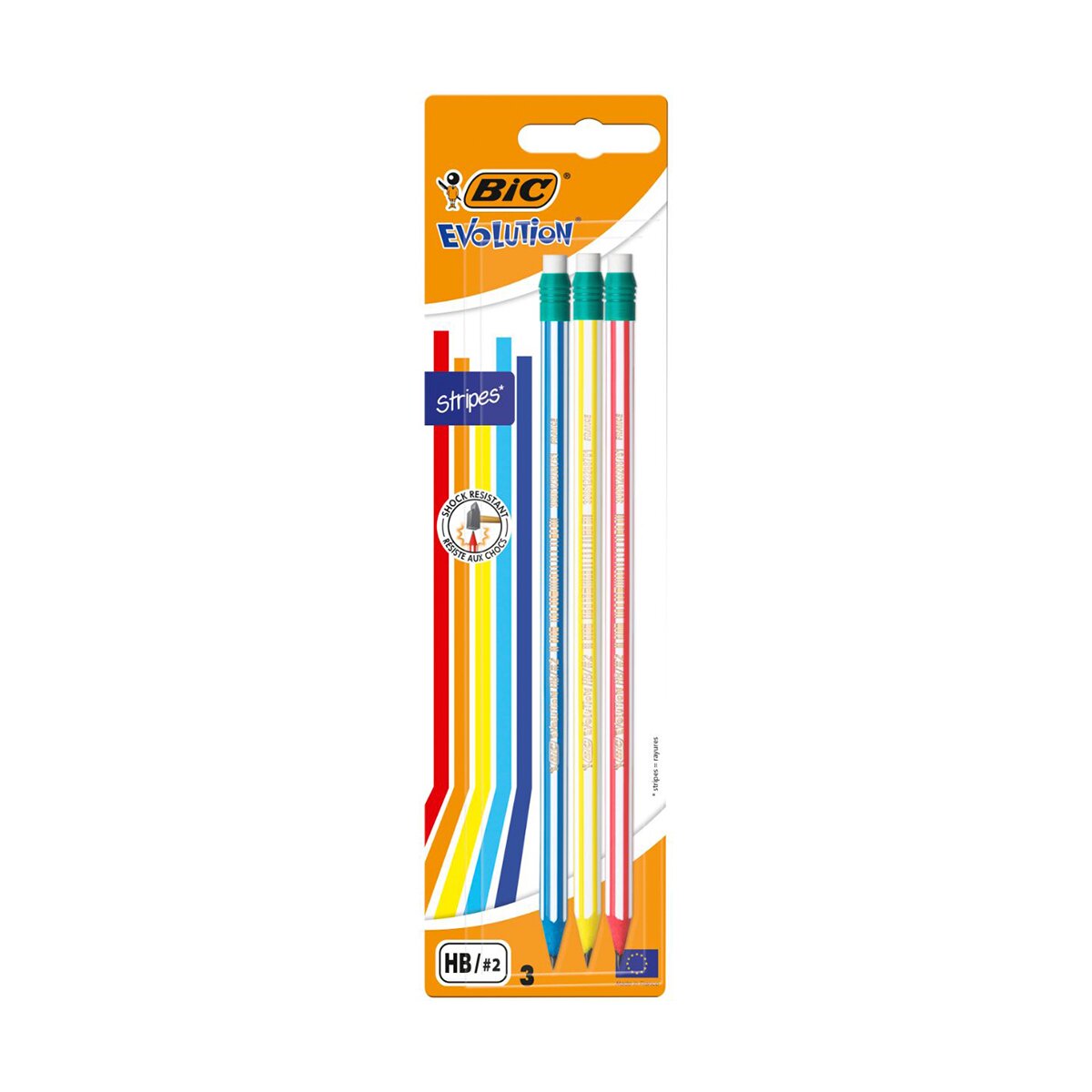 Bic Set 3 creioane grafit evolution stripes 646 cu radiera Bl3