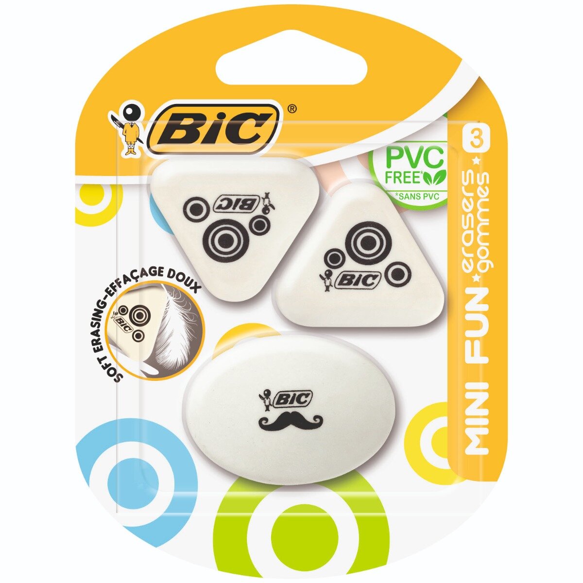 Bic Set 3 radiere Mini Fun