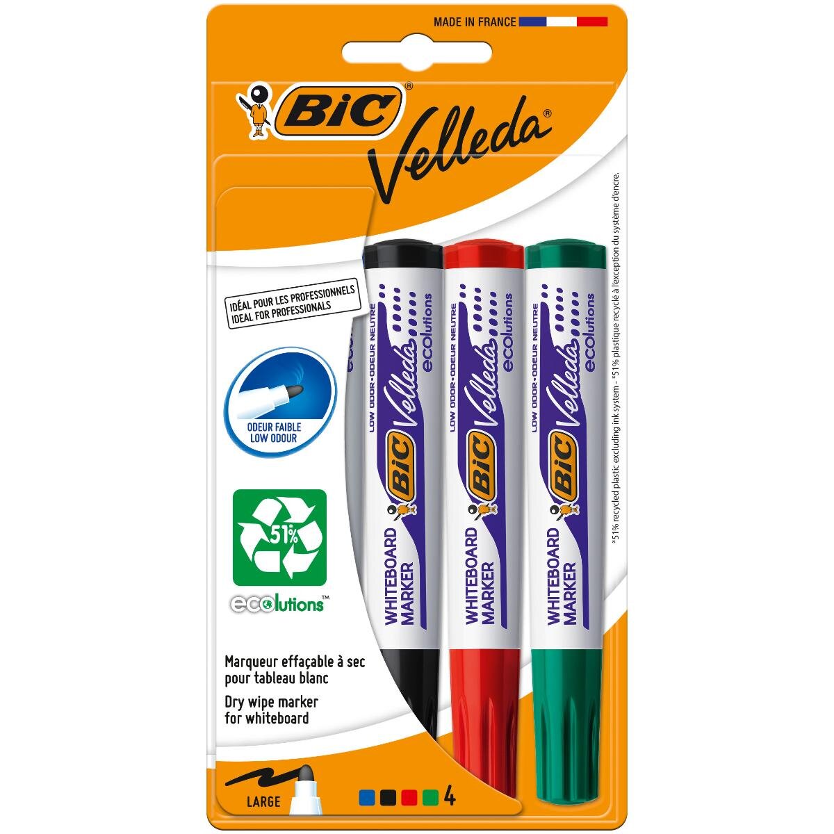 Bic Set 4 markere de tabla alba Velleda Ecolutions
