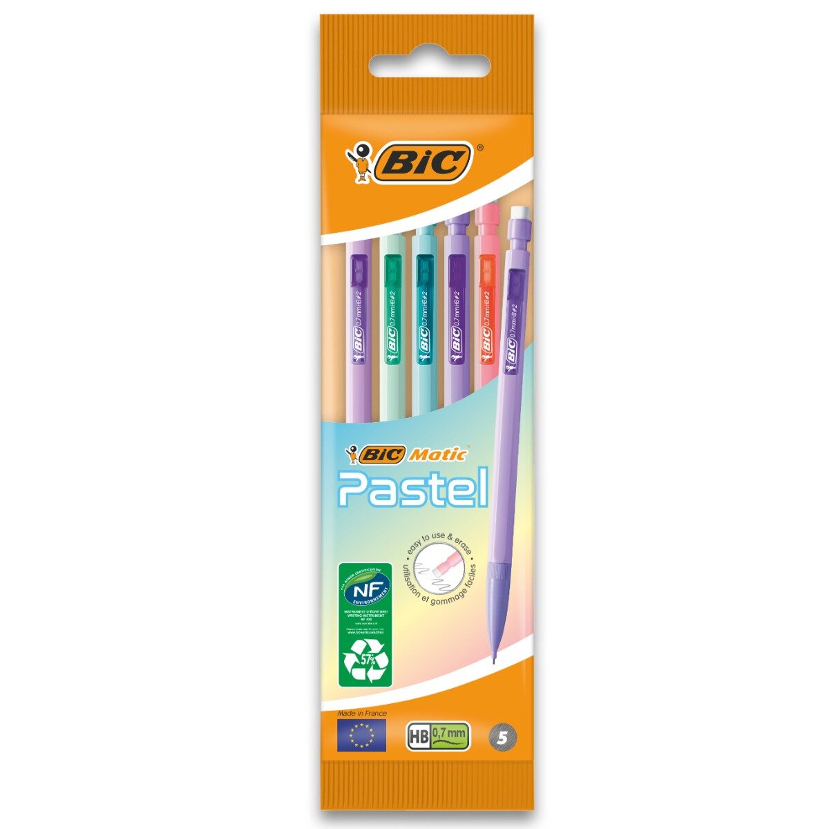 Bic Set 5 creioane mecanice Matic Pastel 0.7mm