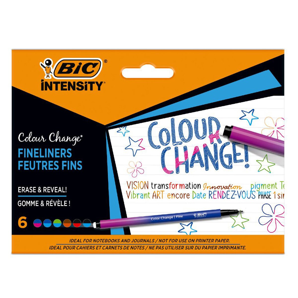 Bic Set 6 fineliner Intensity Color Change