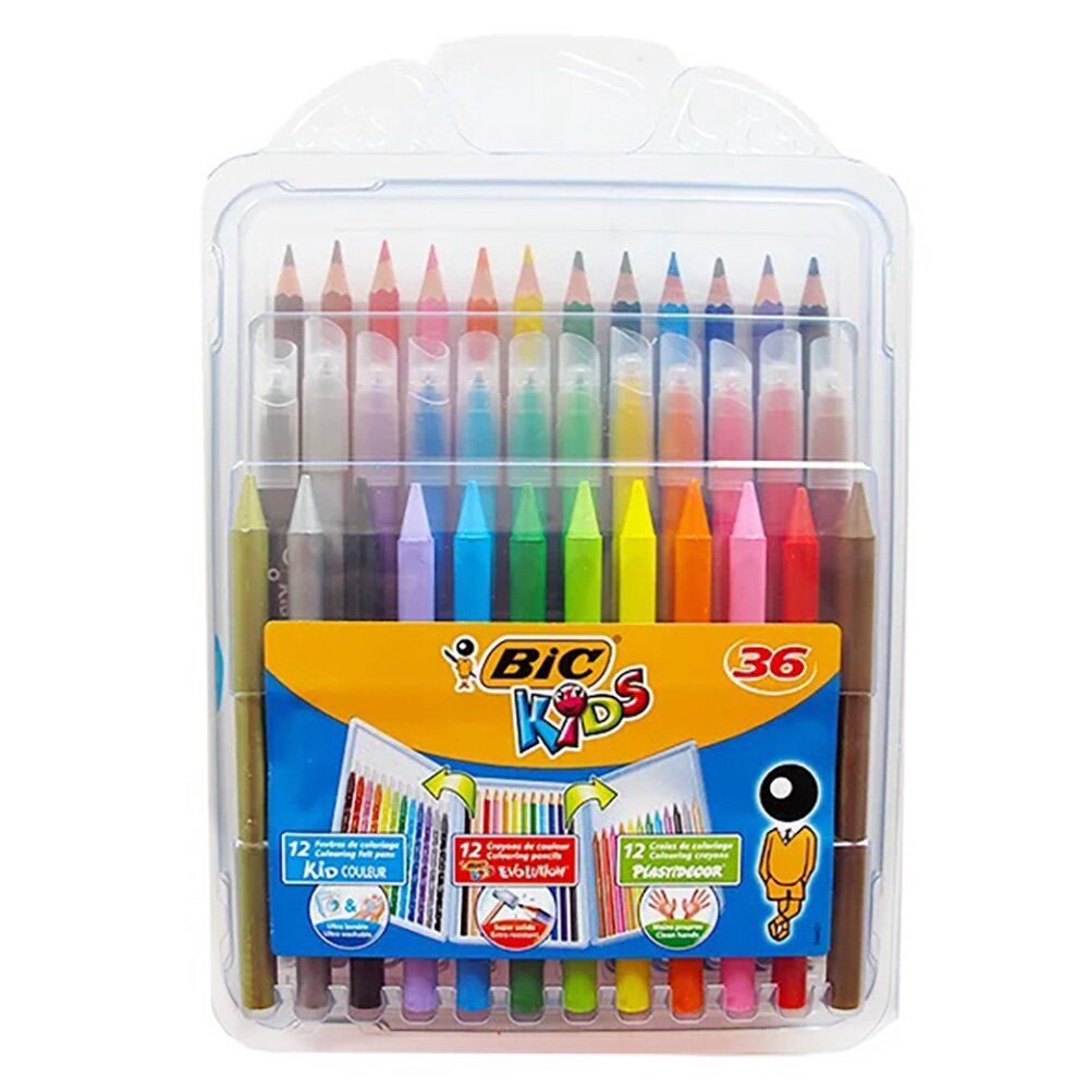 Bic Set de colorat 12 creioane 12 markere si 12 creioane cerate