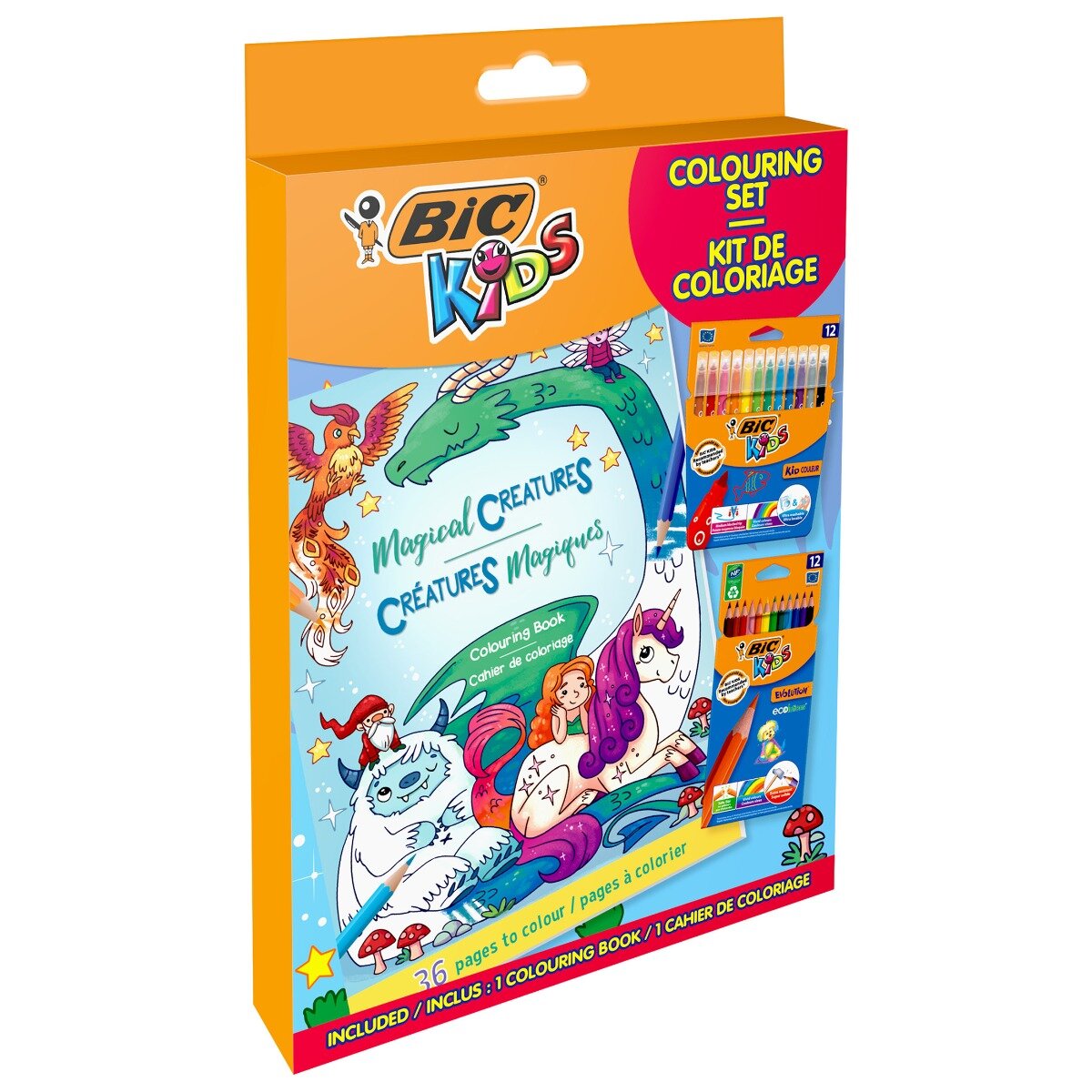 Bic Set de colorat 2 in 1 carte 12 creioane si markere colorate