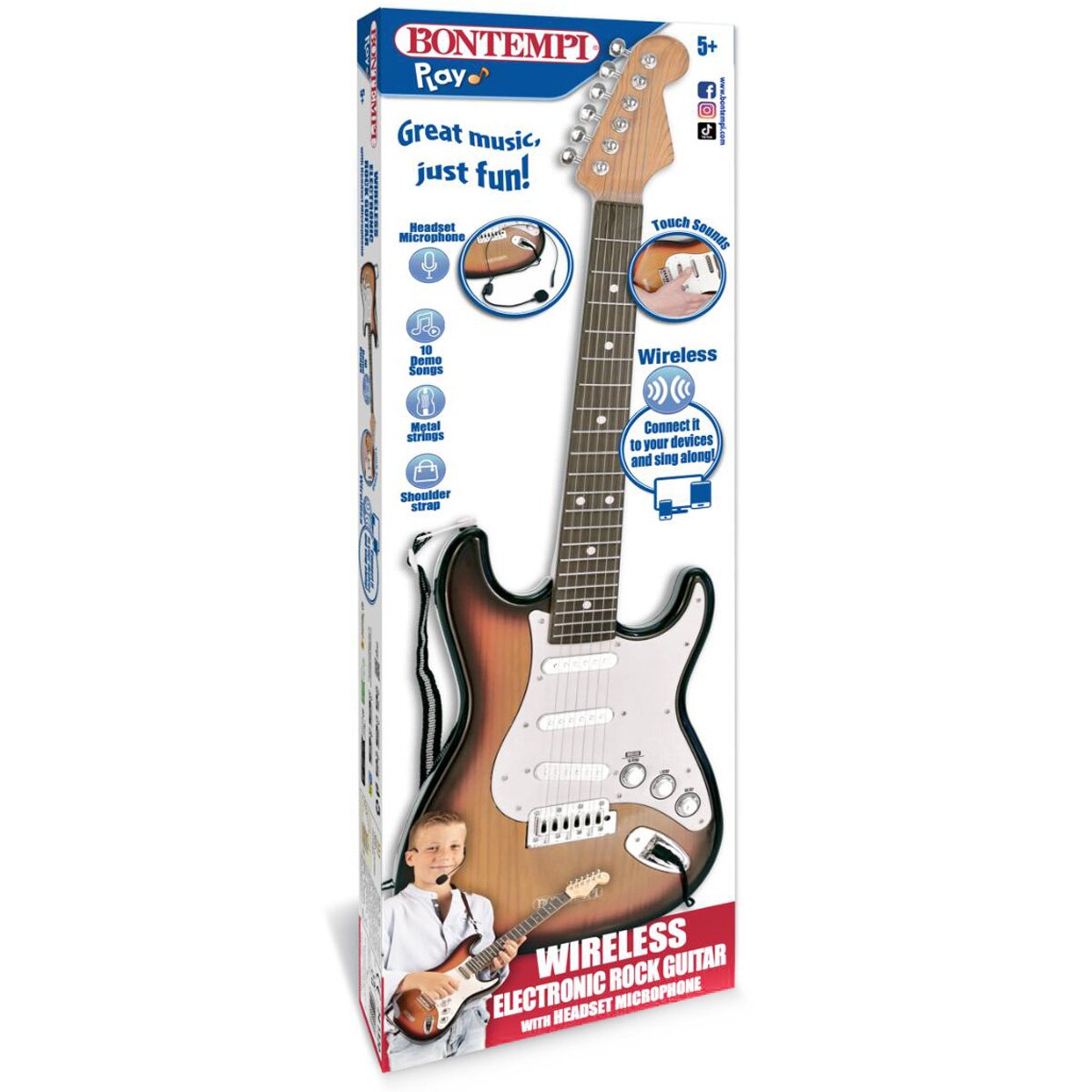 Bontempi Chitara rock electronica cu microfon Wireless 67 cm