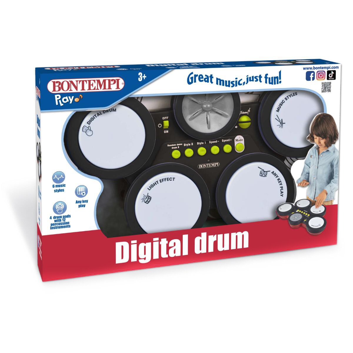 Bontempi Toba digitala cu 4 pad-uri 6 stiluri muzicale