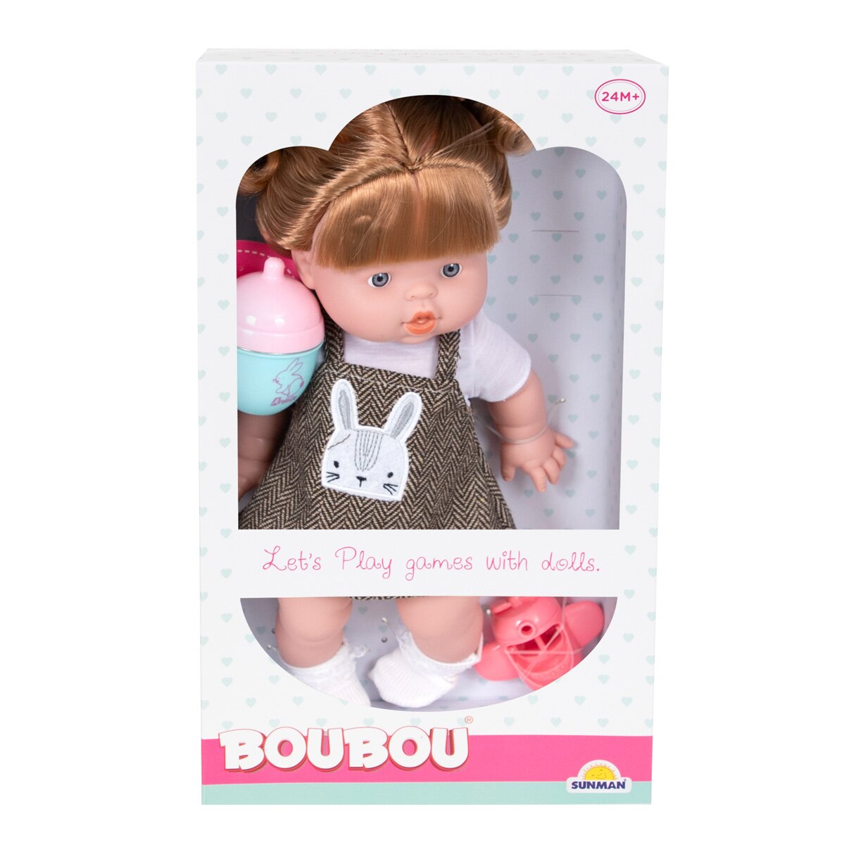 BouBou Papusa bebelus cu rochita 35 cm