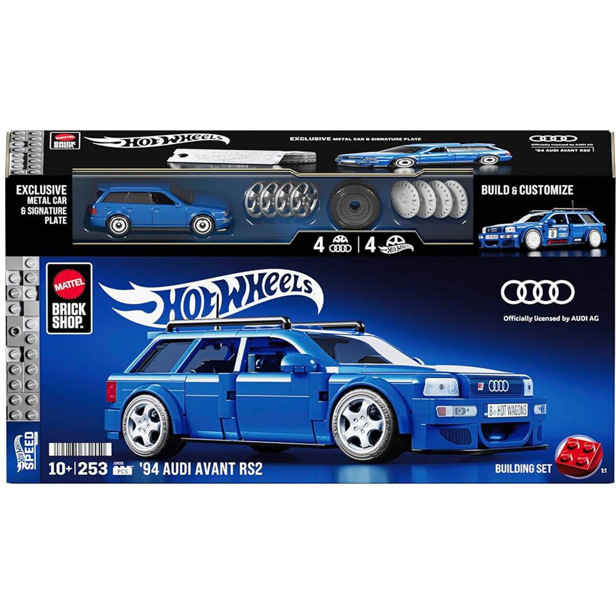 Brick Shop Set de constructie si masina metalica Hot Wheels 94 Audi Avant RS2 JGR28