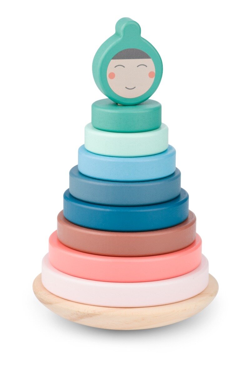 BS Toys Turn de stivuire cu inele din lemn