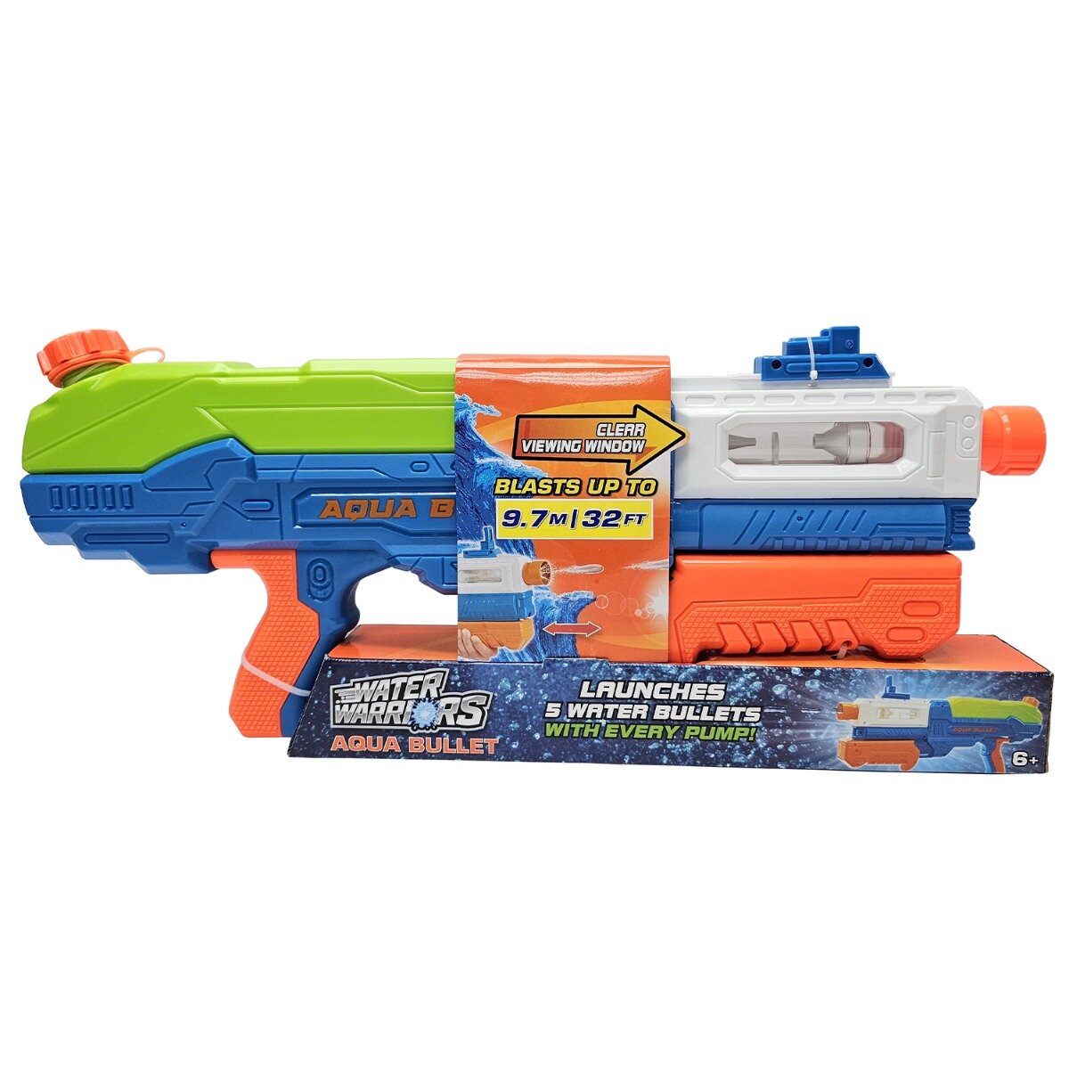 Buzzbee Pistol cu apa Water Warriors Aqua Bullet 58 cm