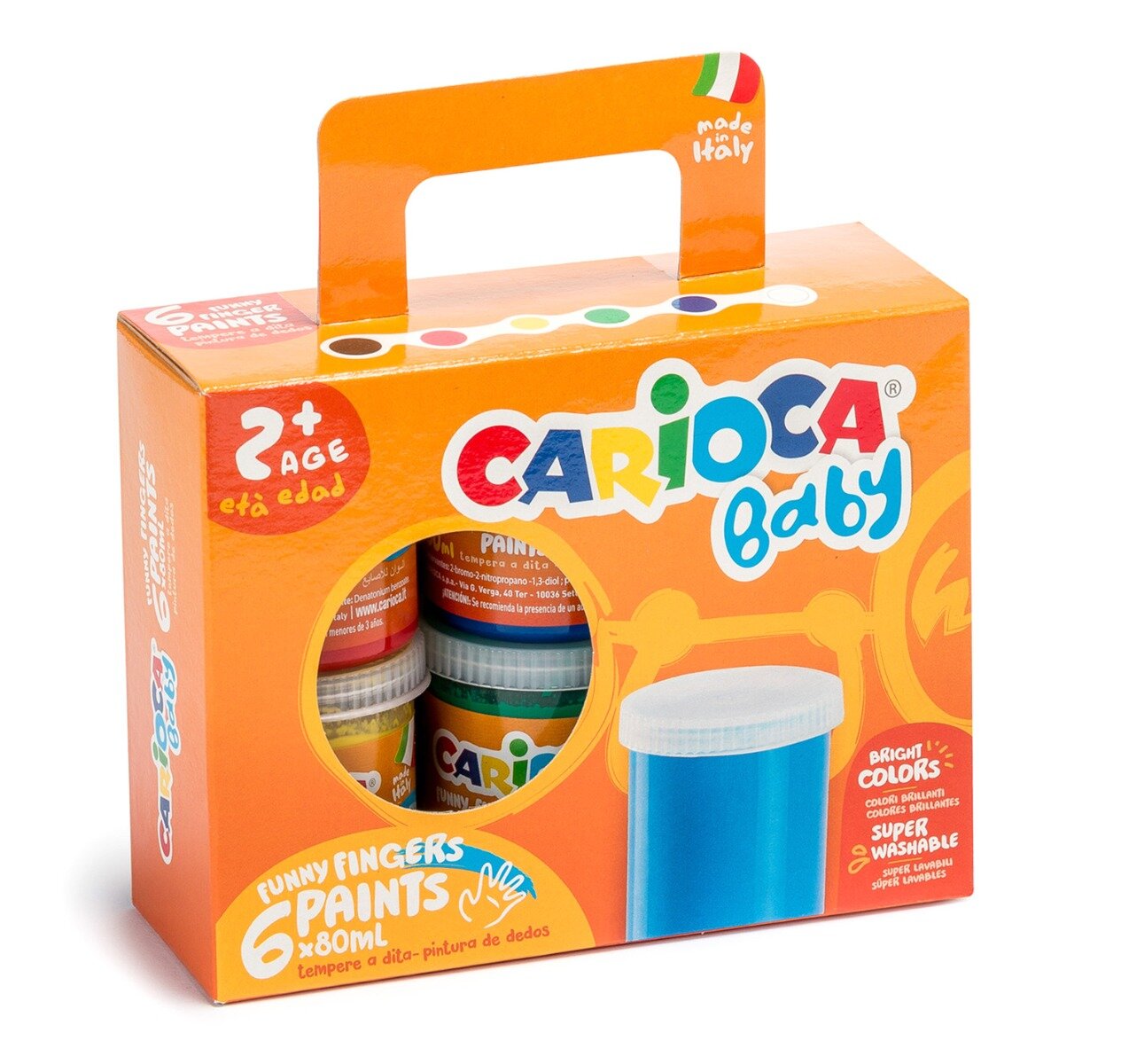 Carioca Set 6 cutii acuarele Baby Finger Paint 80 ml