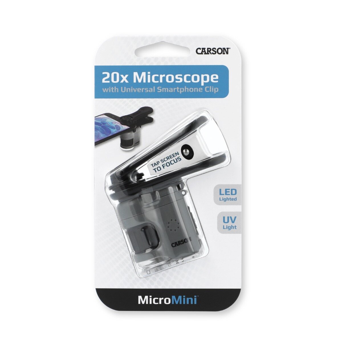 Carson Microscop de buzunar cu adaptor pentru smartphone marire 20x MicroMini