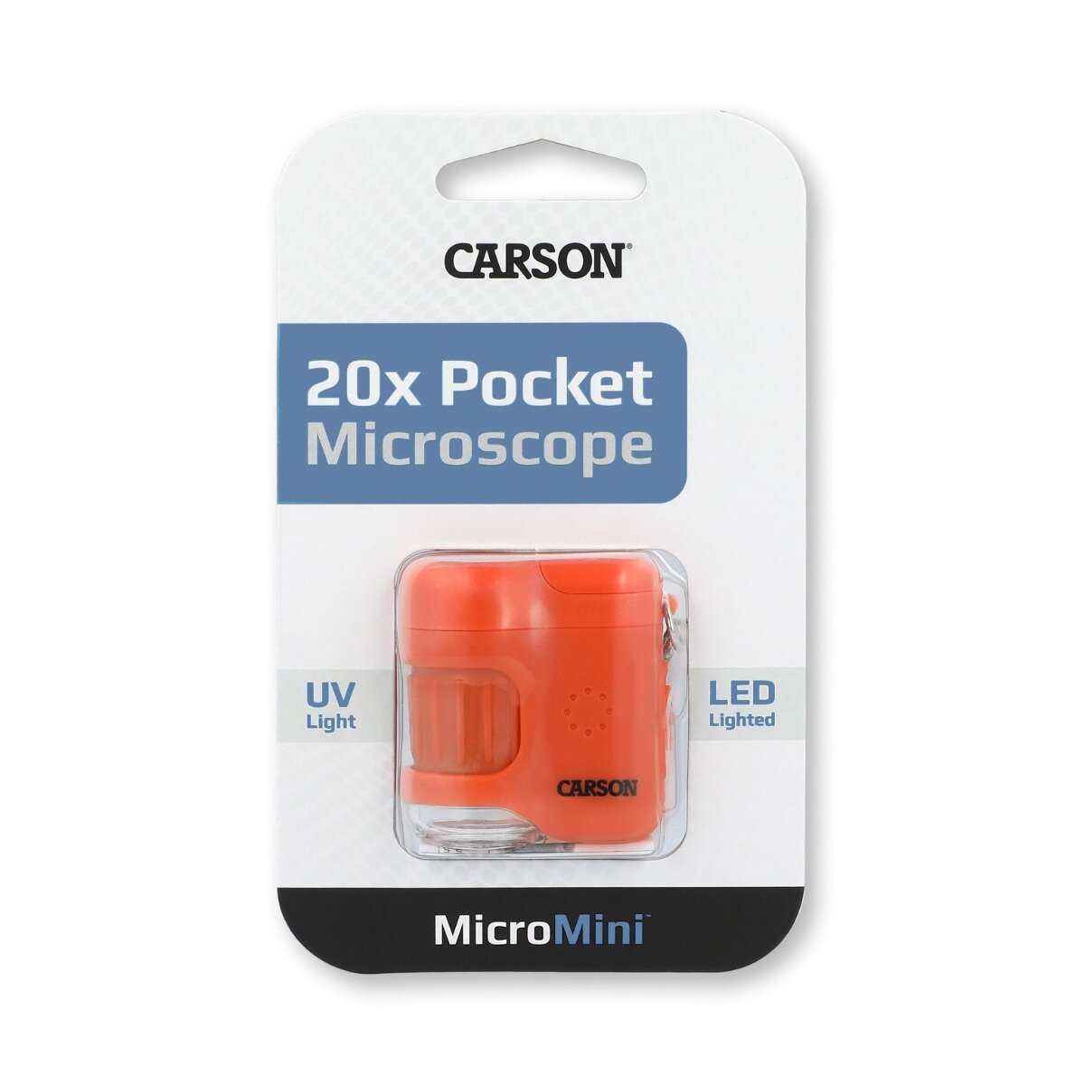 Carson Microscop portabil cu breloc marire 20x MicroMini Orange