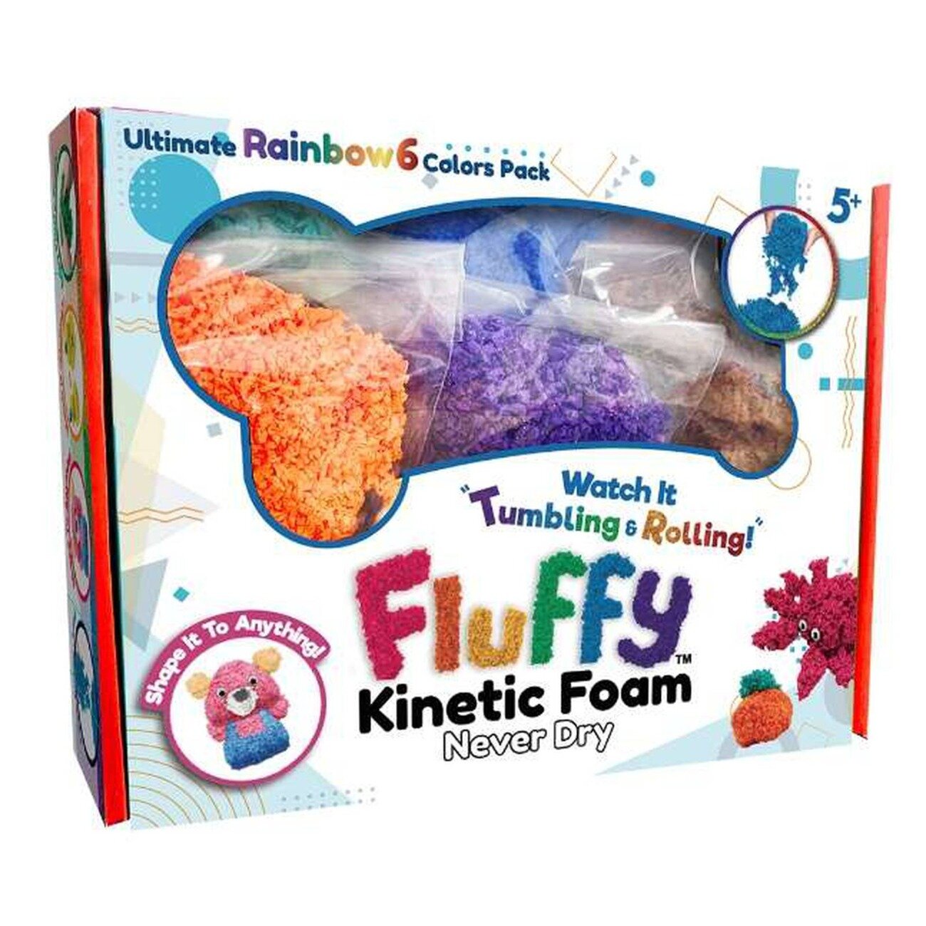 Charlie Toys Spuma modelabila reutilizabila Fluffy Squishy Foam set 6 culori si unelte