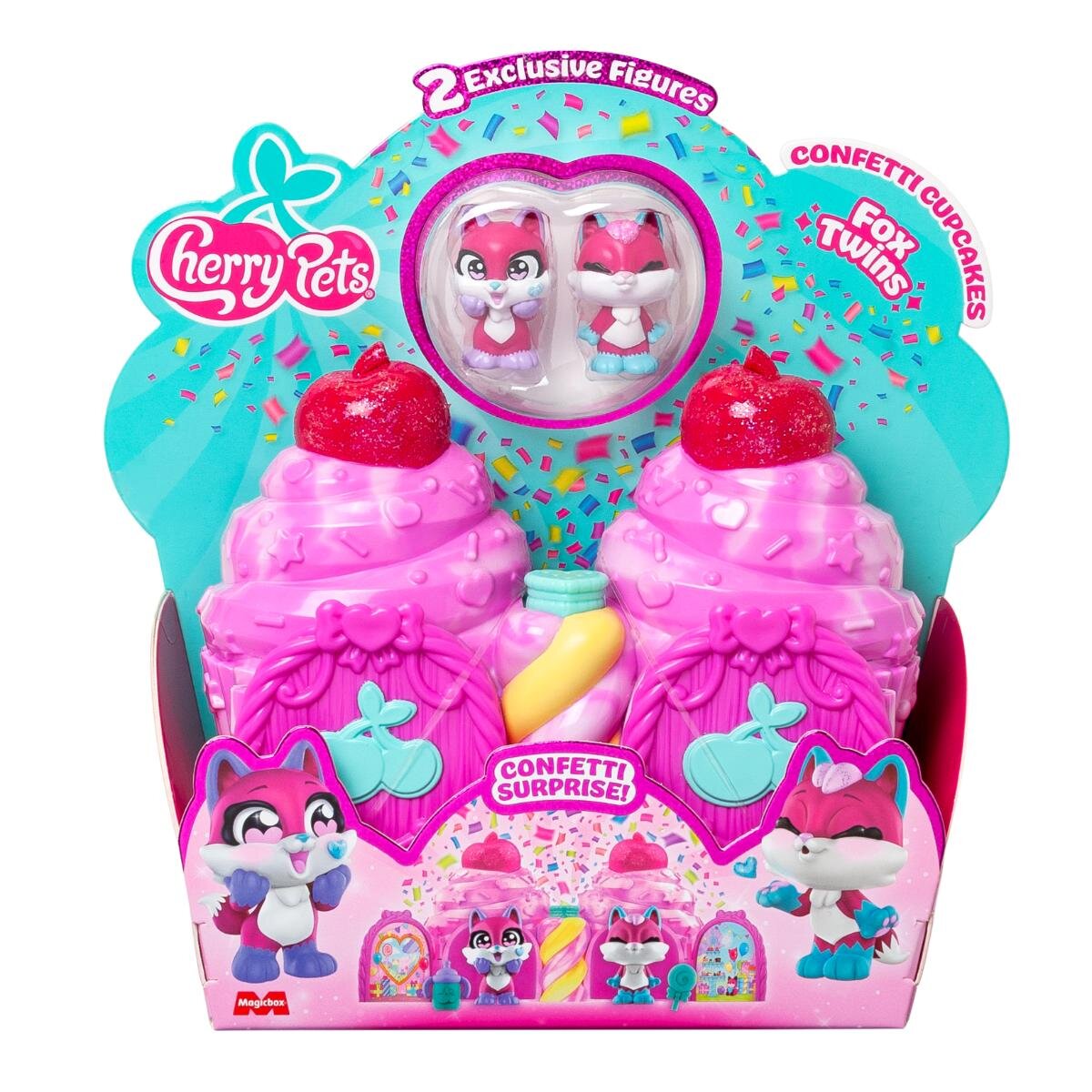 Cherry Pets Set 2 figurine si accesorii surpriza Confetti Cupcakes Fox Twins