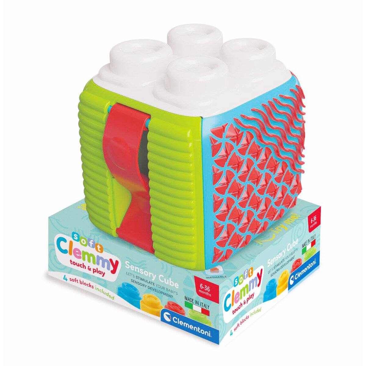 CLEMENTONI Cub senzorial cu activitati si 4 cuburi moi Soft Clemmy