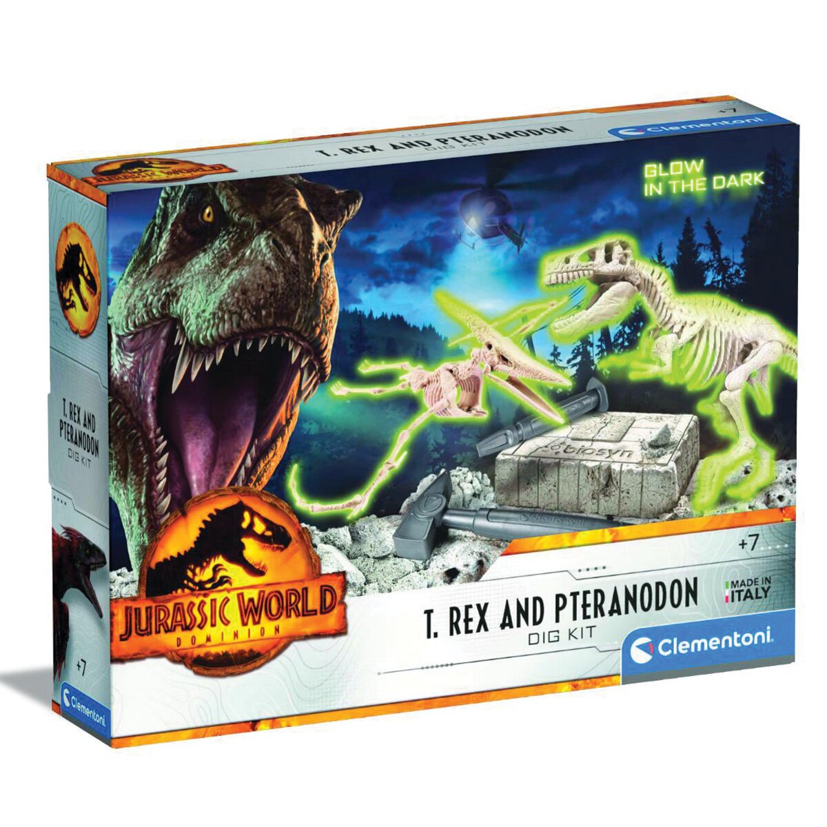 CLEMENTONI Kit arheologic Glow In The Dark T-Rex si Pteranodon