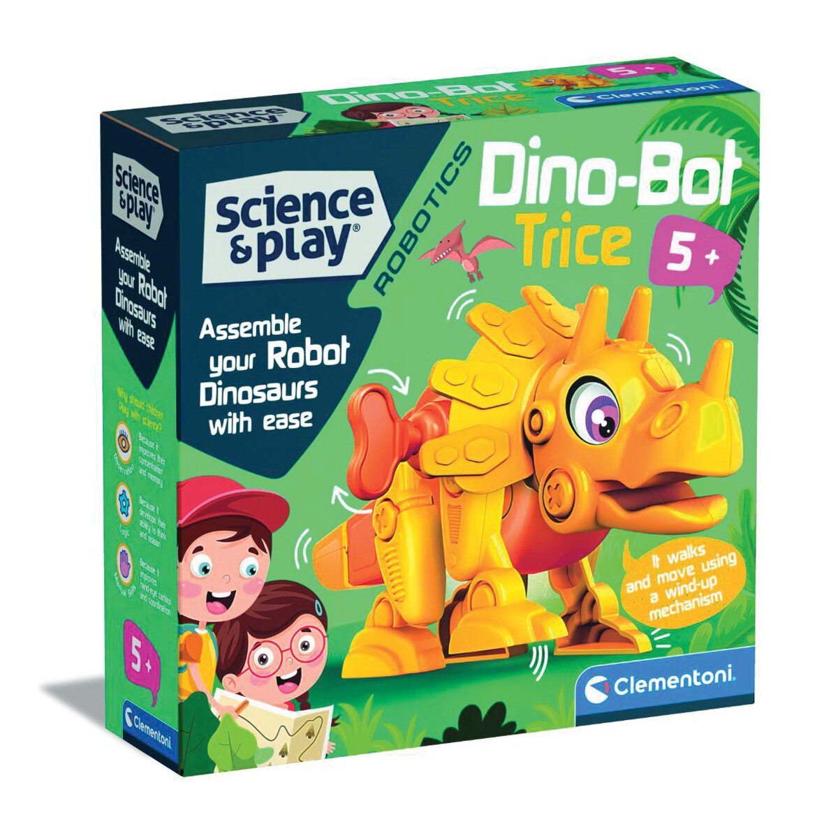 CLEMENTONI Kit de constructie Science and Play Robotul Dino Triceratops