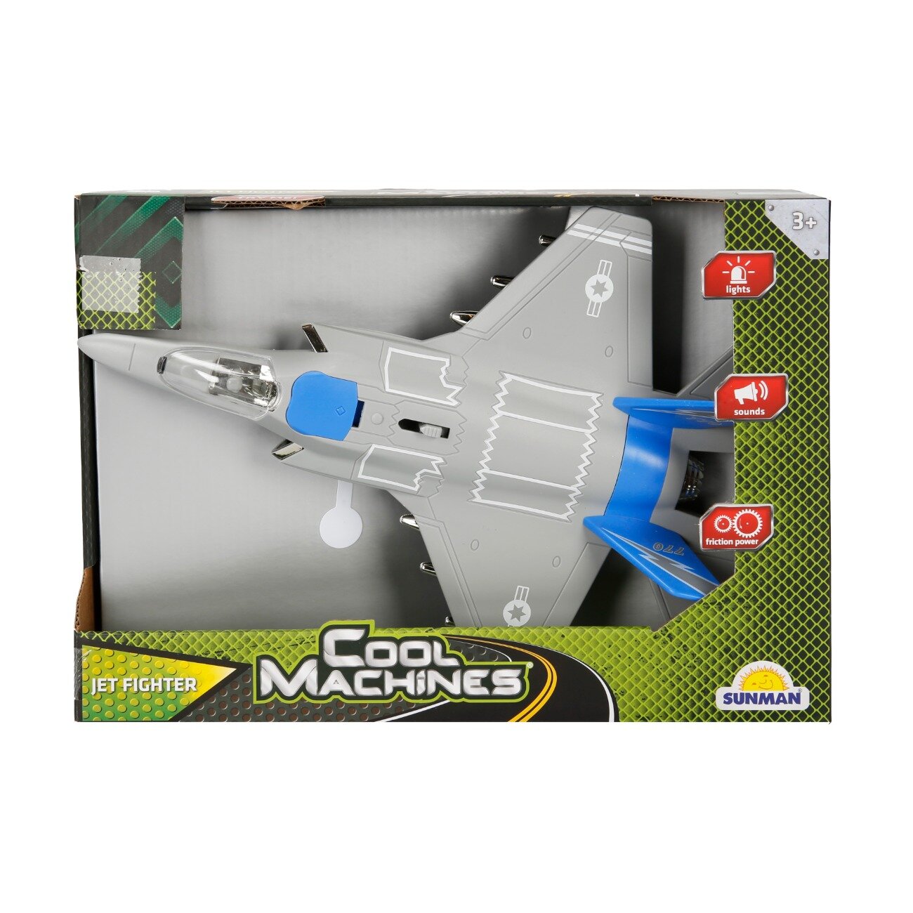 Cool Machines Avion Jet Fighter cu lumini si sunete 1:16 Albastru