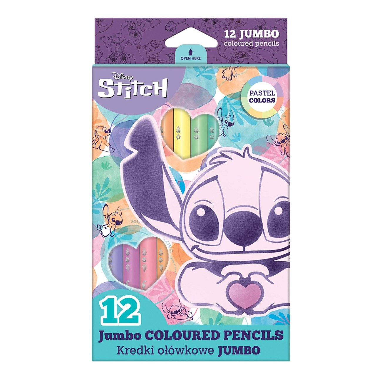 Coolpack Creioane triunghiulare Jumbo Disney Stitch 12 culori