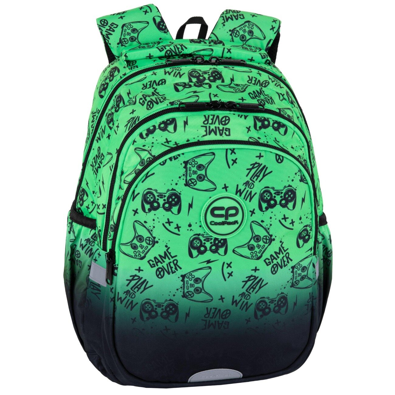 Coolpack Ghiozdan cu 3 compartimente Jerry Game Over Verde