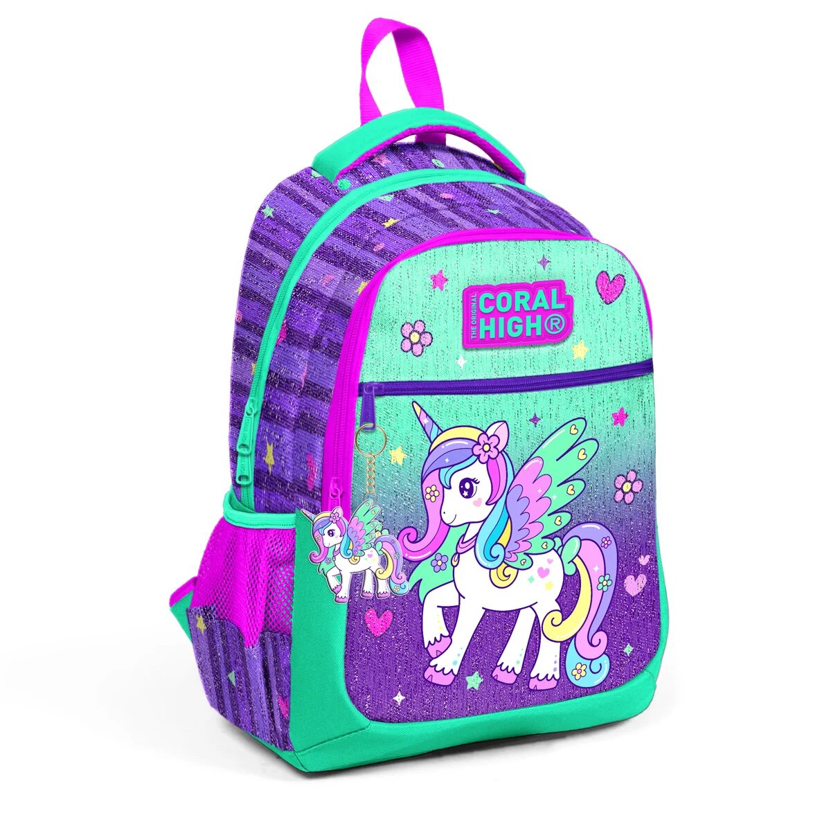 Coral High Ghiozdan cu 3 compartimente model unicorn