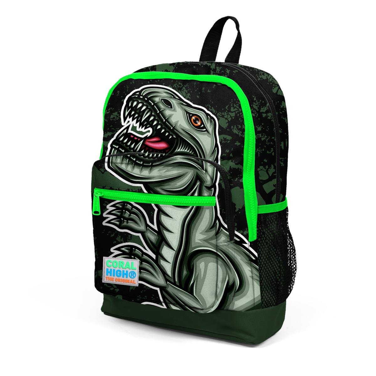 Coral High Ghiozdan cu 4 compartimente model dinozaur