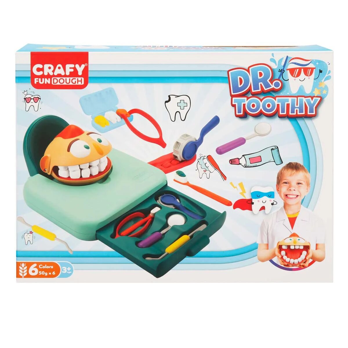 Crafy Set de joaca cu plastilina Doctorul Maseluta 15 piese