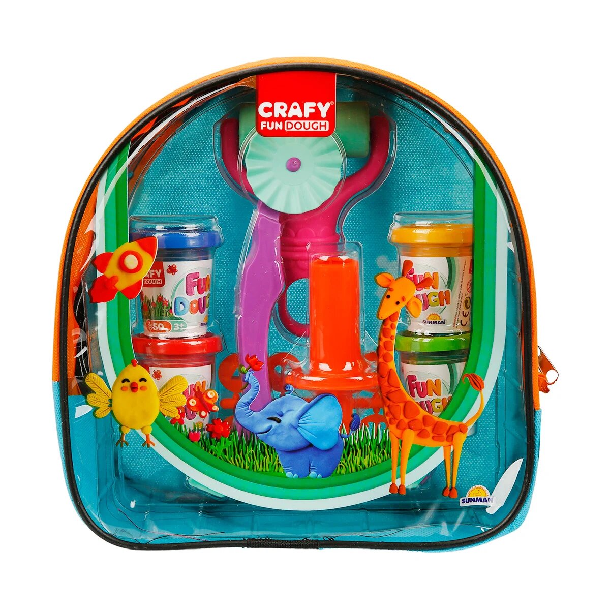 Crafy Set de modelare din plastilina cu rucsac Portocaliu-Bleu