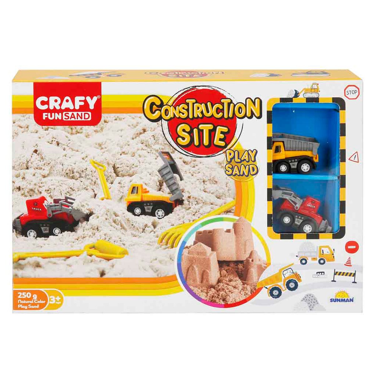 Crafy Set nisip creativ Construction Site 7 piese 250 g