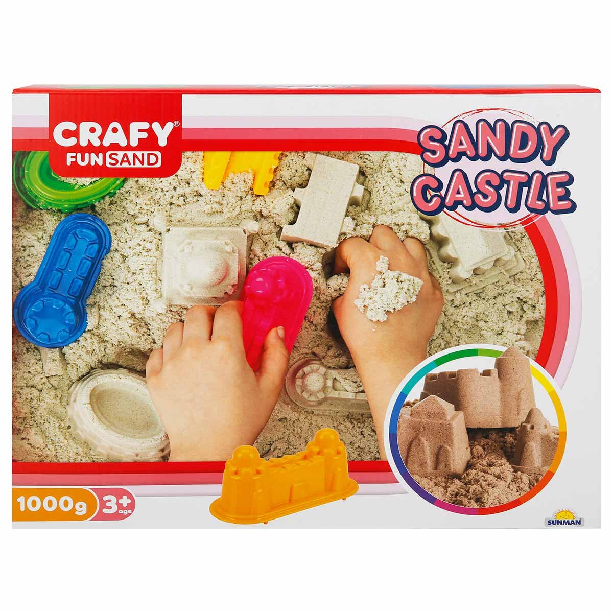 Crafy Set nisip creativ Fun Sand Sandy Castle 10 piese 1 kg nisip