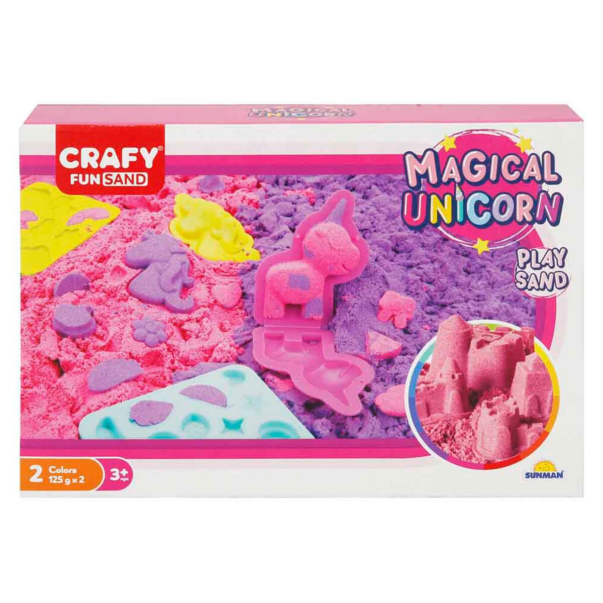 Crafy Set nisip creativ Unicorn 7 piese 200 g