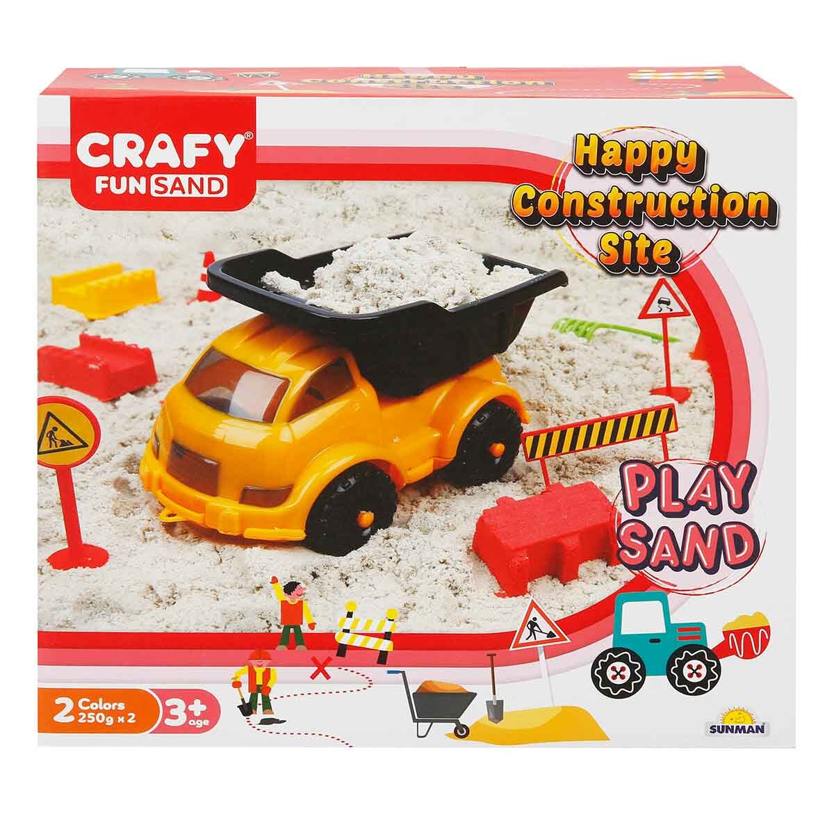 Crafy Set nisip kinetic Fun Sand Happy Construction Site 12 piese 500 g nisip