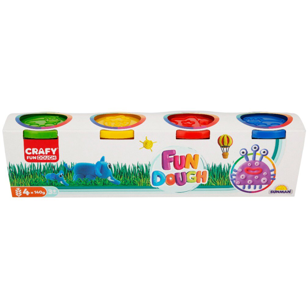 Crafy Set plastilina cu 4 culori Fun 560 g