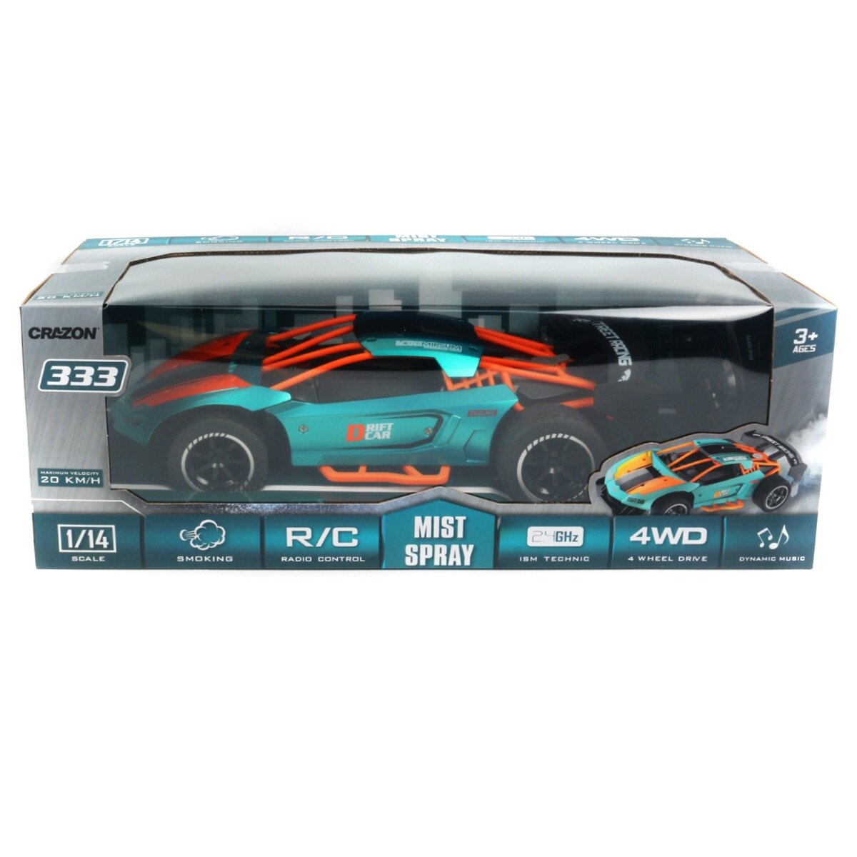 Crazon Masina de curse cu telecomanda Mist Spray 1:14 Turcoaz