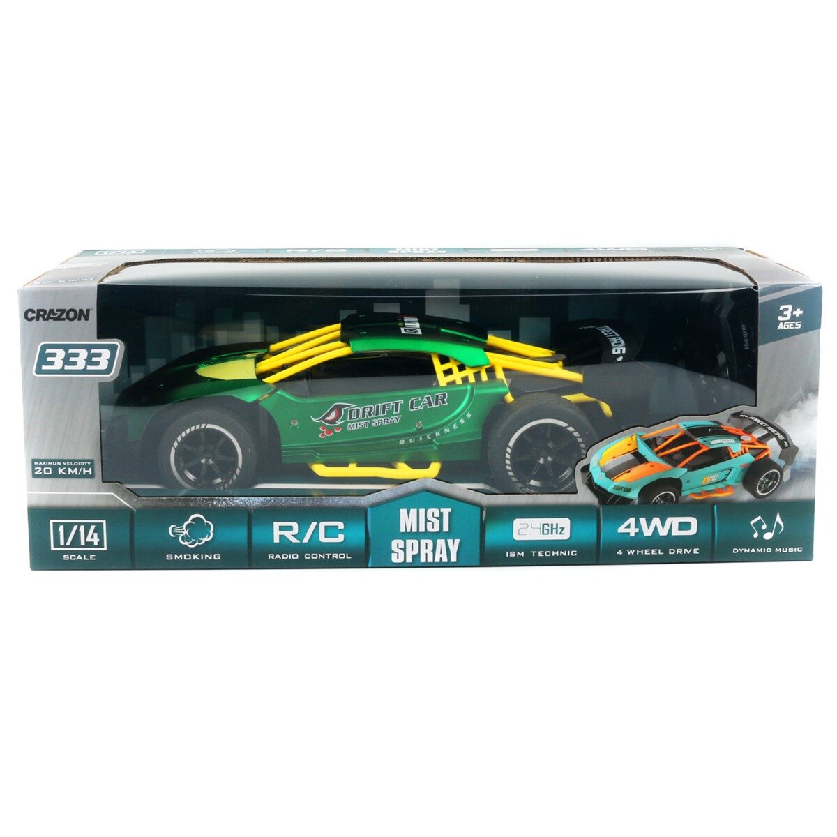 Crazon Masina de curse cu telecomanda Mist Spray 1:14 Verde