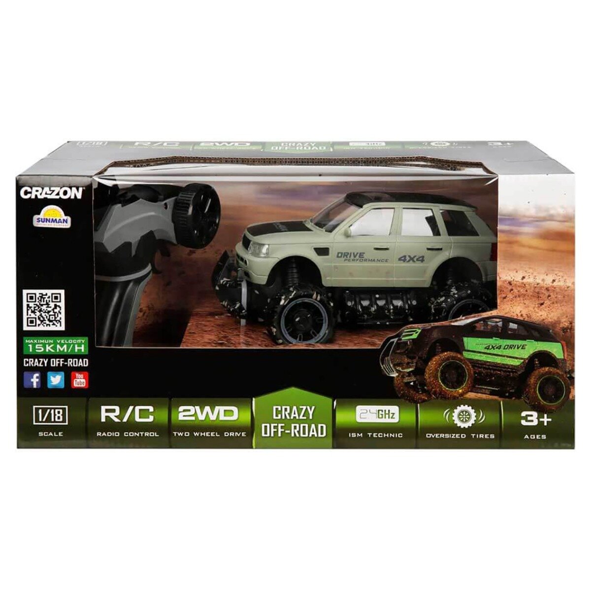 Crazon Masina de teren cu telecomanda Crazy Off-Road 1:18 Gri