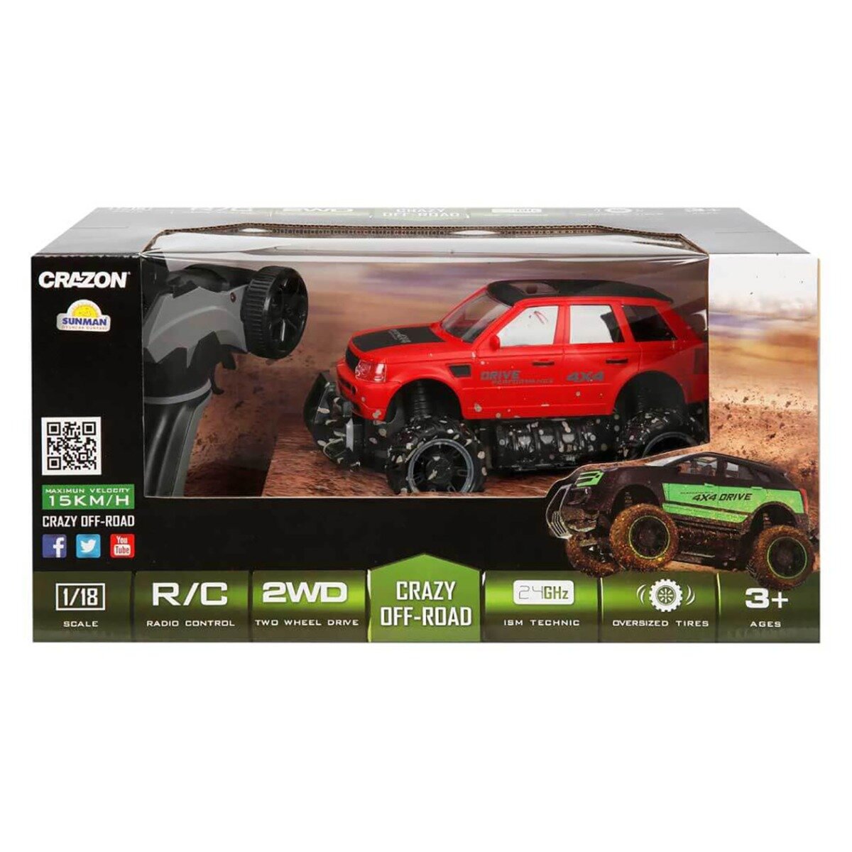 Crazon Masina de teren cu telecomanda Crazy Off-Road 1:18 Rosu