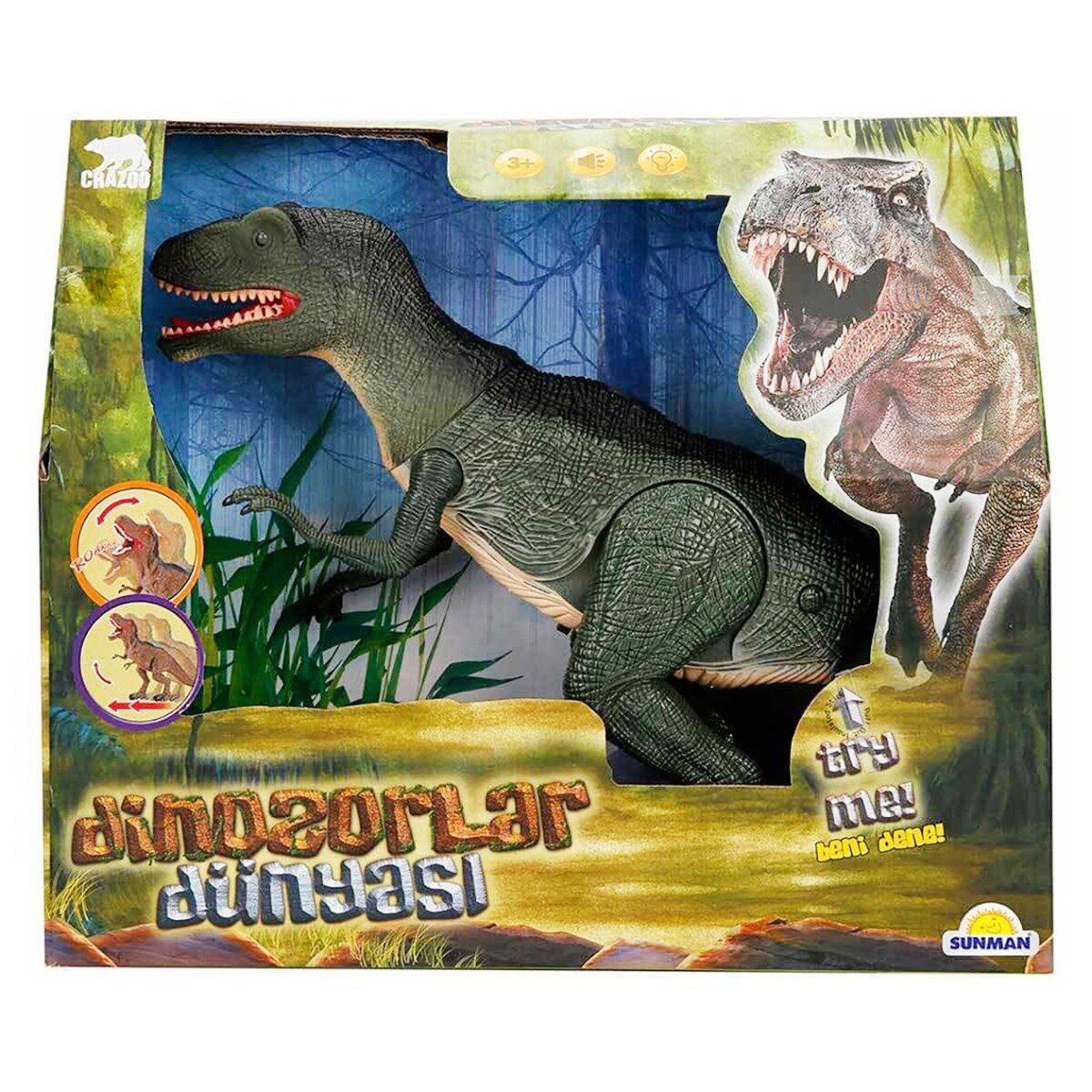 Crazoo Figurina Dinozaur cu lumini si sunete Verde