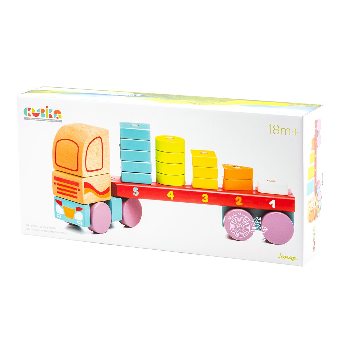 Cubika Joc din lemn Camion cu forme geometrice 19 piese