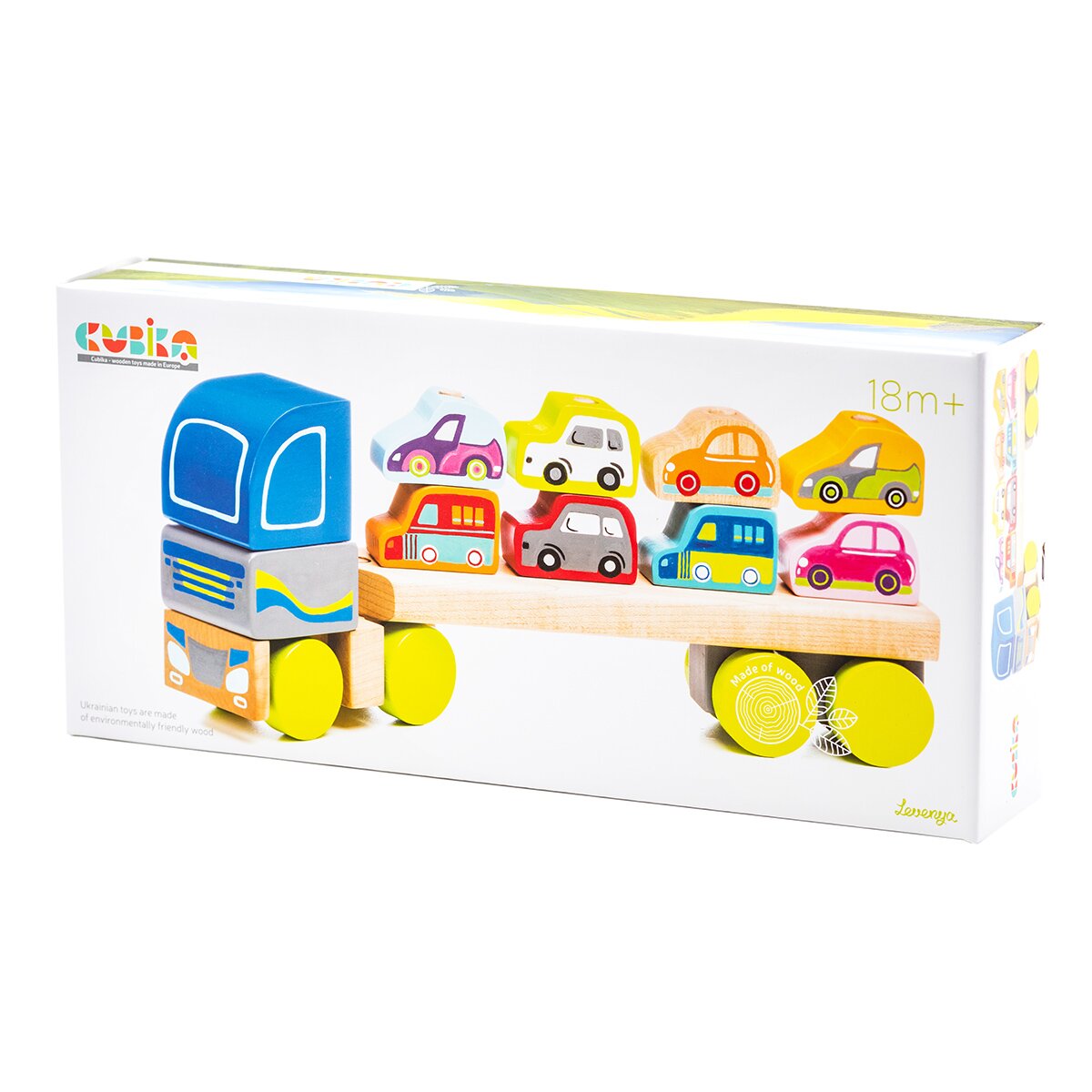 Cubika Joc din lemn Camion de transport auto 12 piese