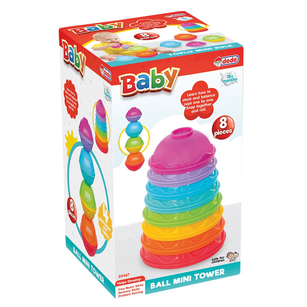 DEDE Jucarie de sortare si stivuire Ball Mini Tower 8 piese