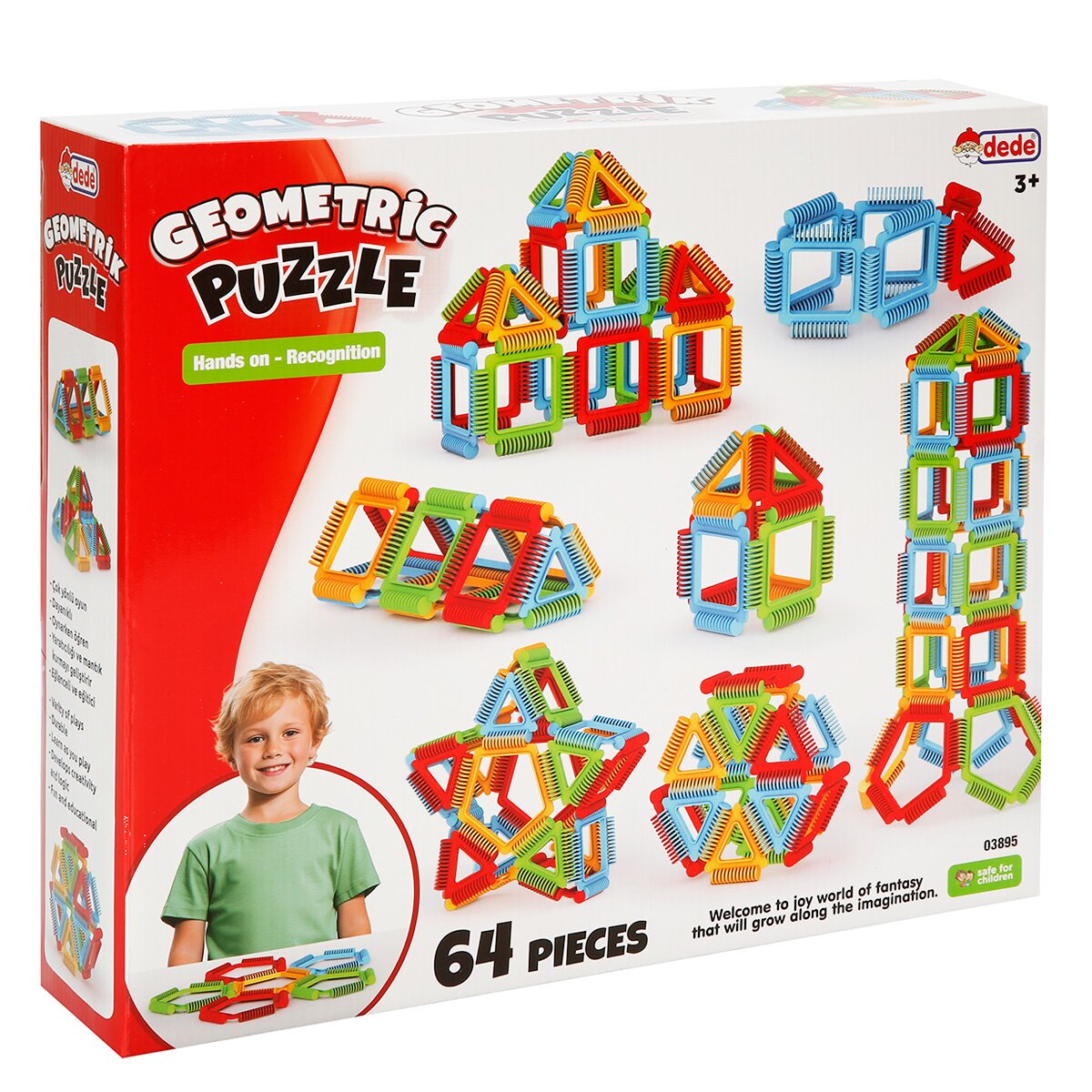 DEDE Set de constructie Geometric Puzzle 64 piese